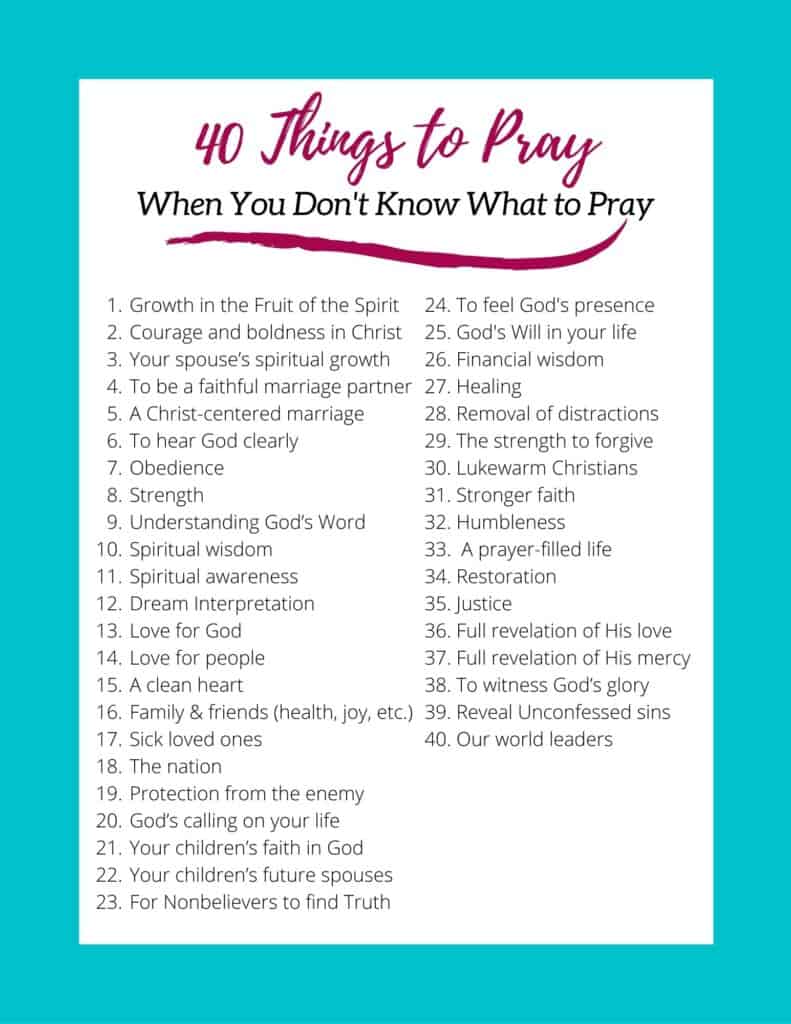 40 things to pray for list